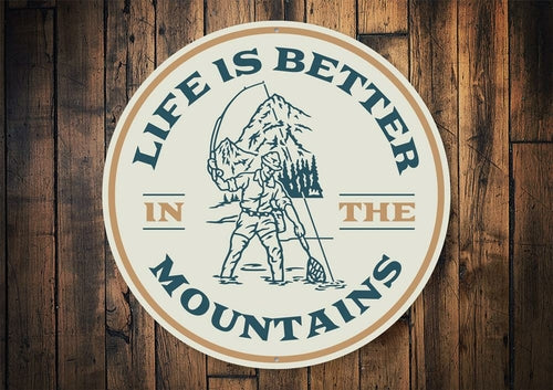 Fly Fishin Mountain Sign